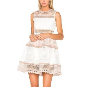 ALEXIS Melania White Beige Lace Tiered Mini Dress Size S